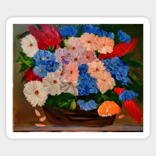 A lovely basket of of mixed flowers Sticker